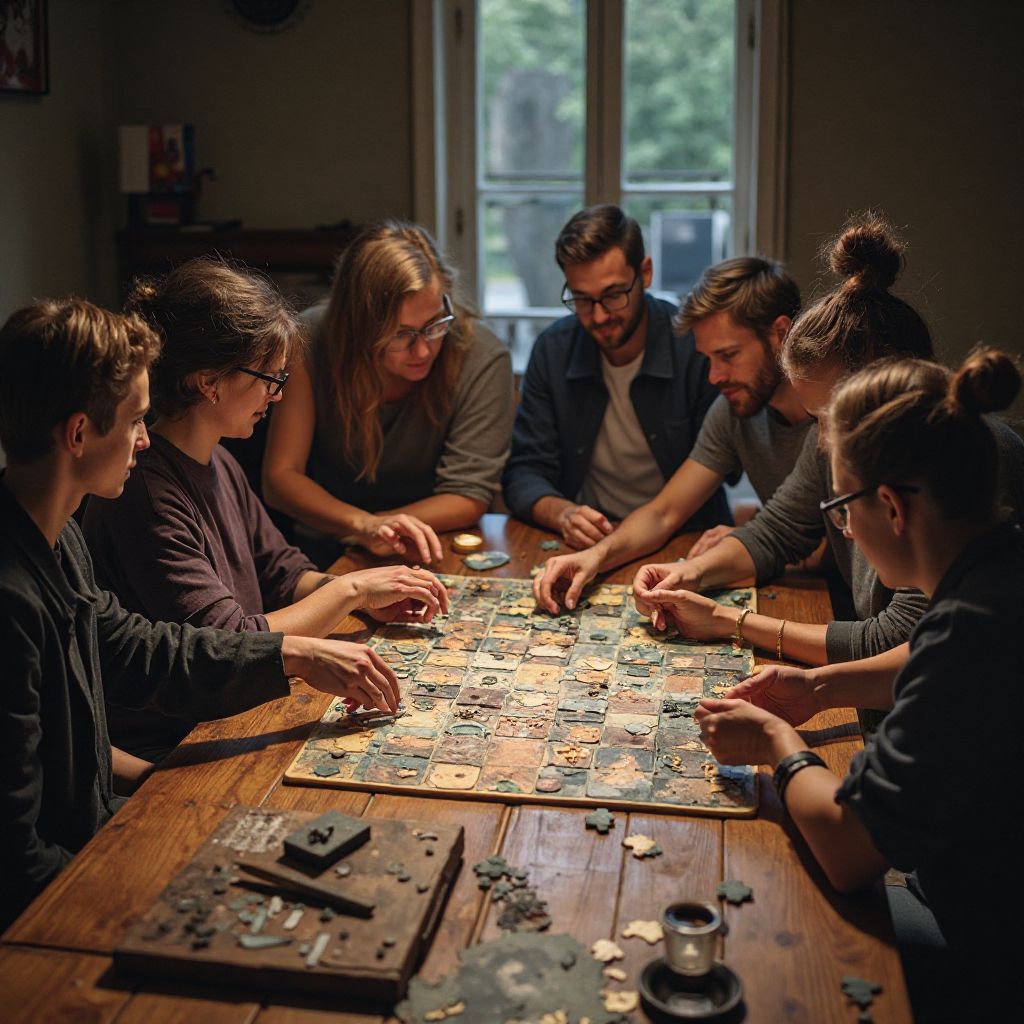 Team working together to solve escape room puzzles